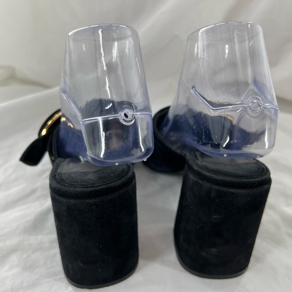 PRADA MILANO BLACK SUEDE CHUNKY HEEL SANDAL BLACK SIZE 37 EUR SIZE 6.5 US - Picture 10 of 16